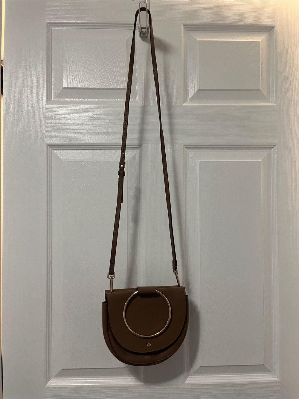 Theory Leather Crossbody Bag with Gold Ring Accent